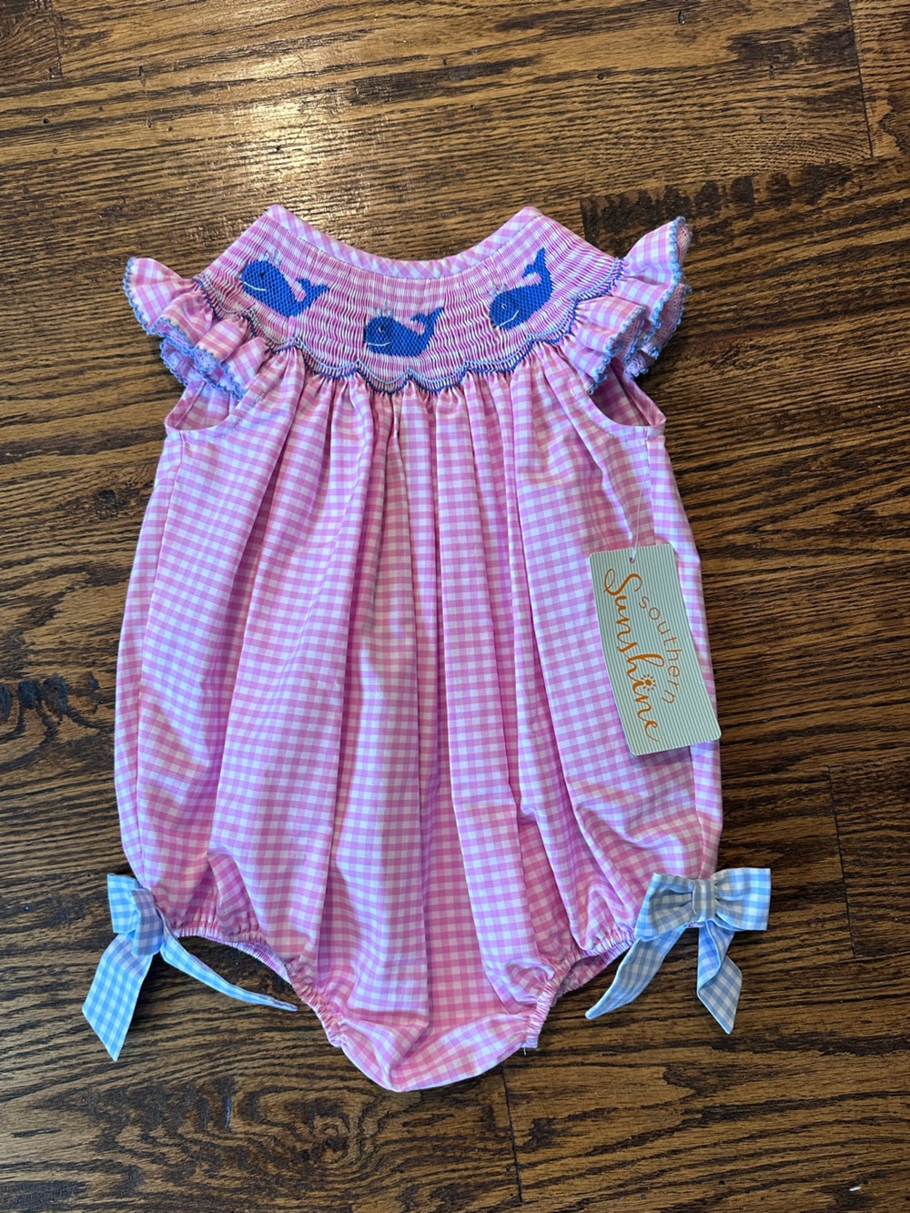 Pink Gingham Girls' Smocked Bubble Top